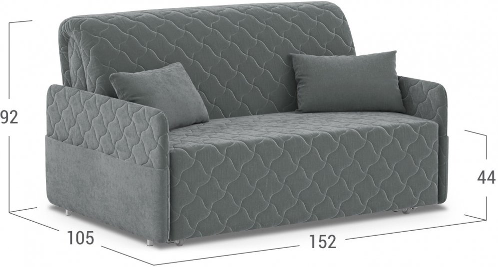 Диван Moon Страйк 119 Н30 Lux v1+(2)65 v1 004882 велюр серый 74-4