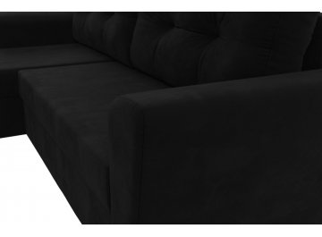 Диван-кровать Амстердам Лайт левый черный микровельвет