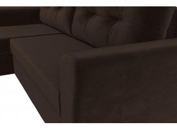 Диван-кровать Амстердам Лайт левый коричневый микровельвет