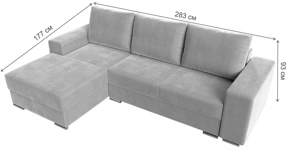 Диван угловой Прайм-Софт левый черный велюр