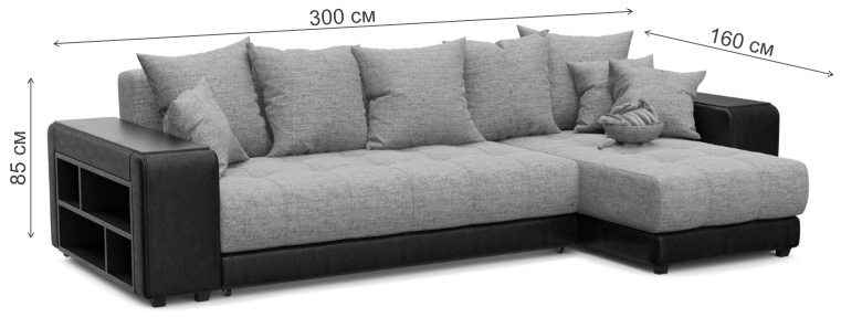 Диван угловой Кендрик еврокнижка Gray правый