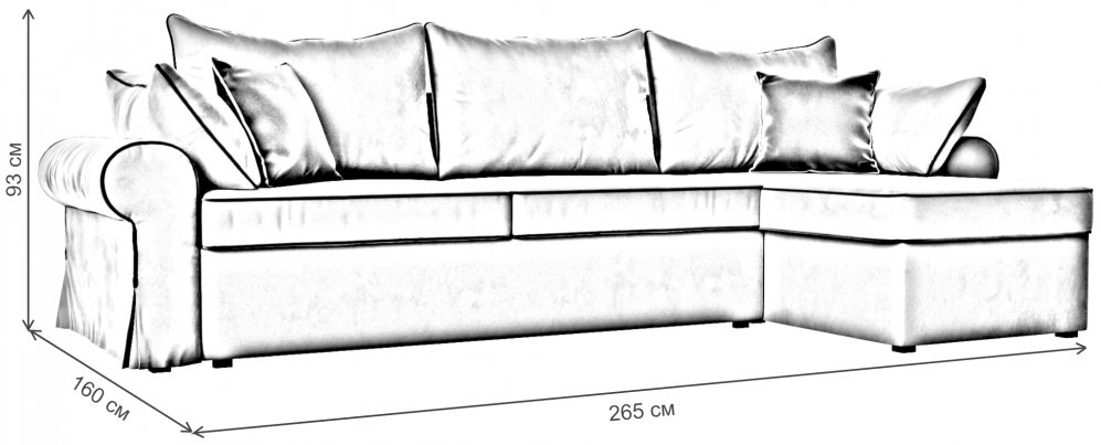 Диван Элис правый коричневый микровельвет