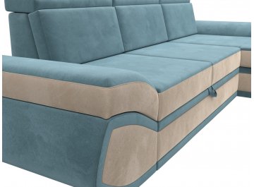 Диван-кровать Форум-032 правый велюр seven 113 бирюзовый / seven 729 бежевый