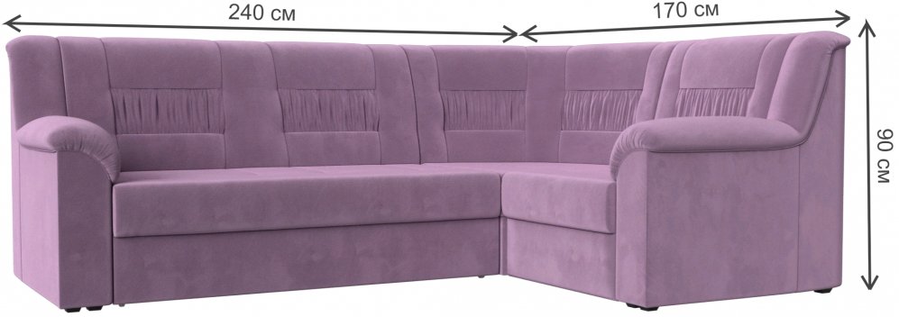 Диван угловой Терра-М правый сиреневый микровельвет