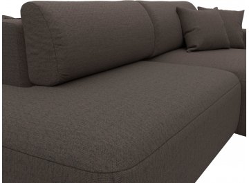 Диван-кровать Лига-036 НПБ Модерн правый амур 05 коричневая рогожка