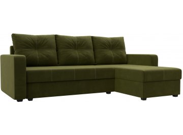 Диван угловой Ливерпуль Лайт микровельвет зеленый