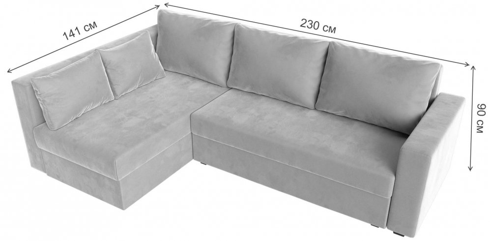 Диван угловой Ривер-Нова левый черный микровельвет