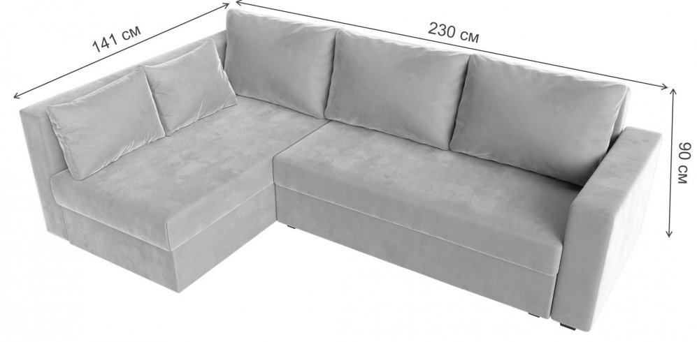 Диван угловой Ривер-Нова левый черный велюр