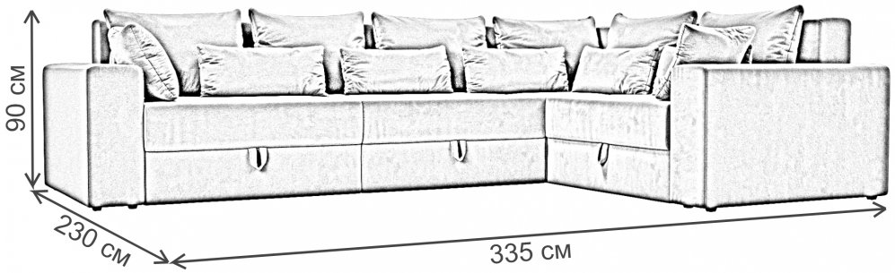Диван Мэдисон Long правый ткань корфу 03 / корфу 03 / бежевая