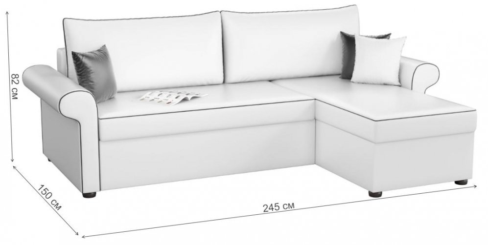 Диван угловой Милфорд экокожа белый правый