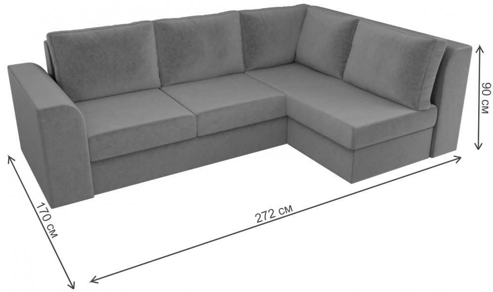 Диван угловой Пауэр правый черный микровельвет