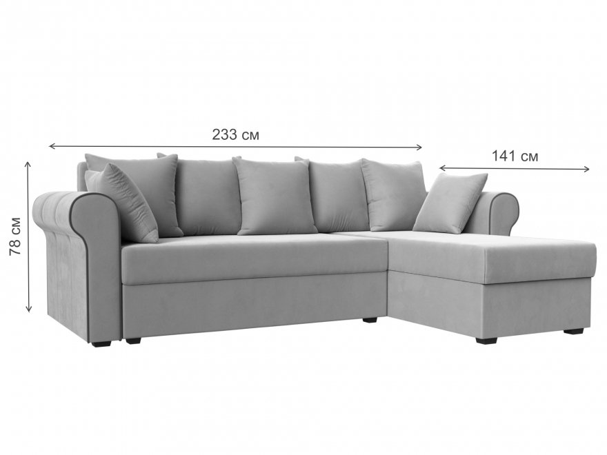 Диван угловой Рейн правый коричневый микровельвет