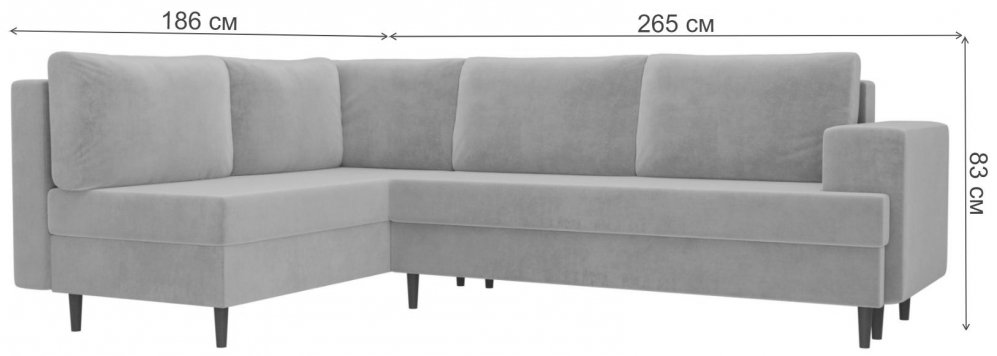 Диван угловой Сильвана левый микровельвет коричневый