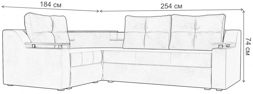 Диван угловой Лира-Софт левый велюр коричневый