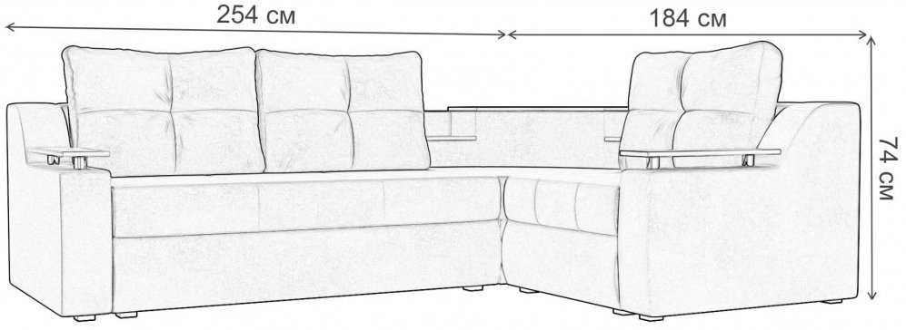 Диван угловой Лира-Софт правый велюр серый