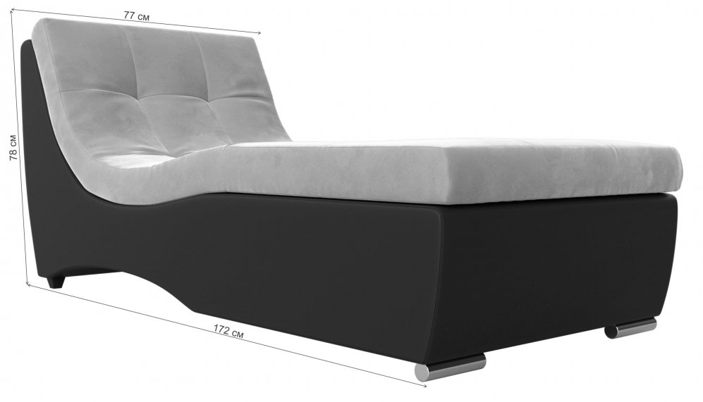 Модуль канапе Ривер-Люкс черный велюр / экокожа