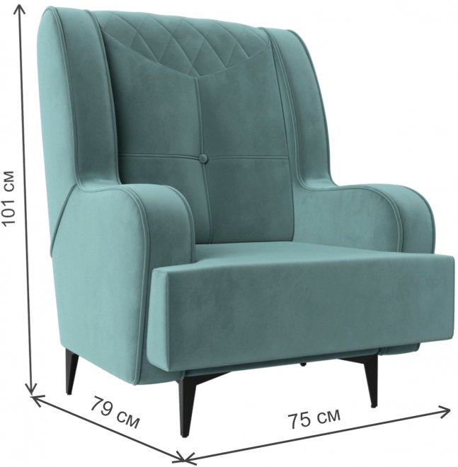 Кресло Прайм-Нова бирюзовый велюр