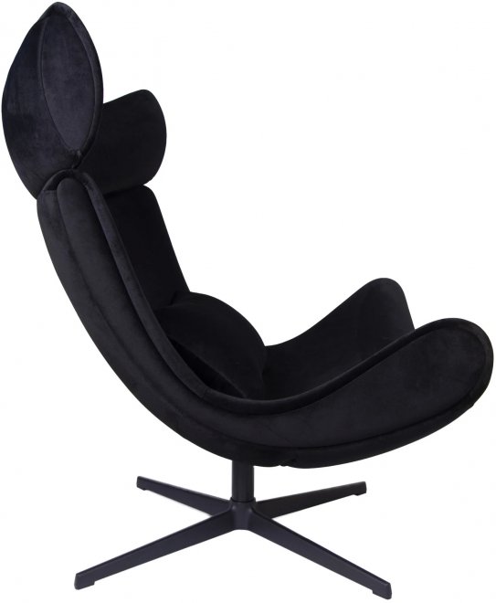 Кресло Рунду с подушкой бархат черный