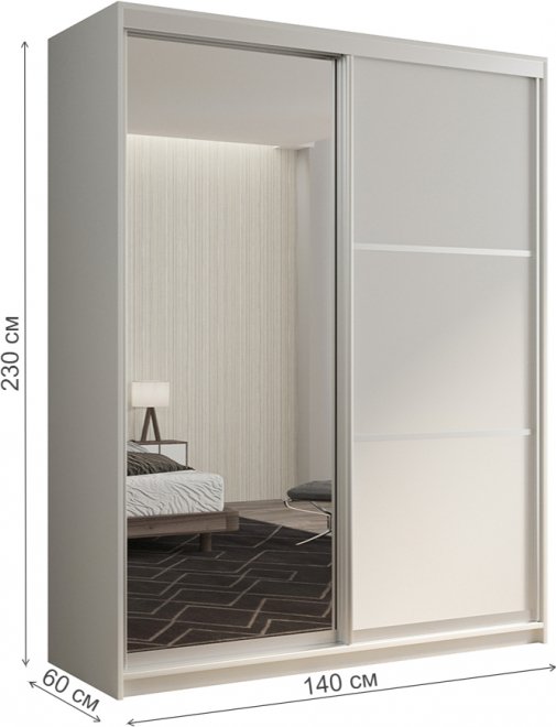 Шкаф-купе Кааппи 2 140х60 белый бриллиант