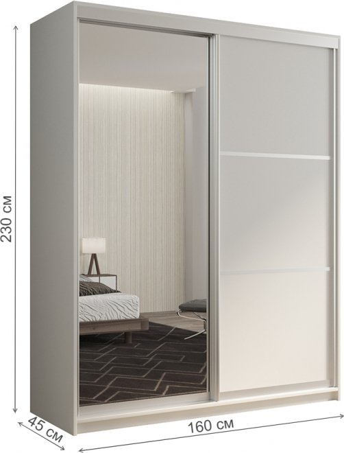 Шкаф-купе Кааппи 2 160х45 белый бриллиант