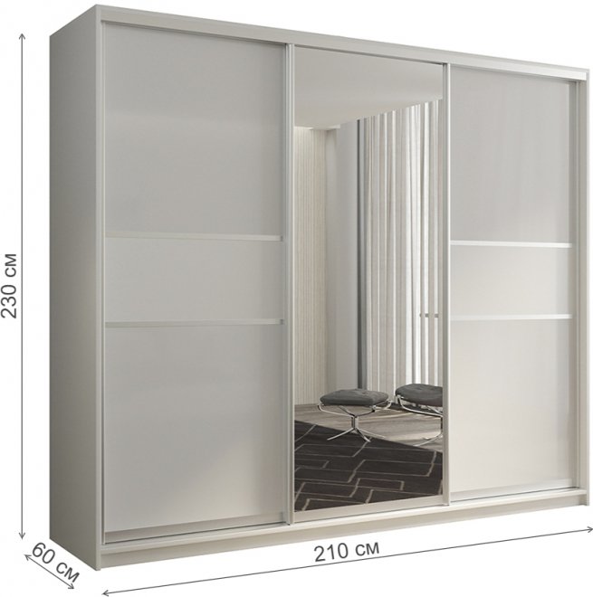 Шкаф-купе Кааппи 10 210х60 белый бриллиант
