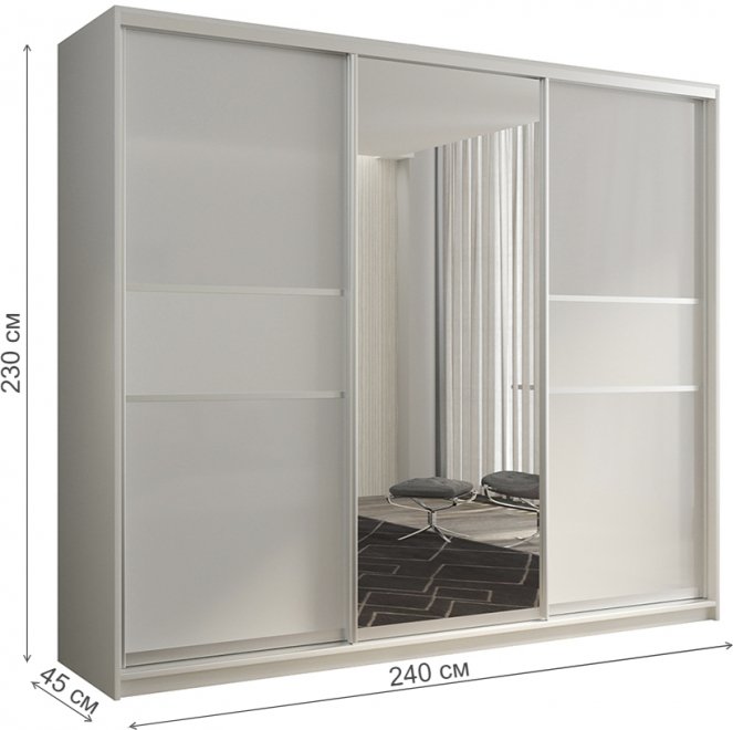 Шкаф-купе Кааппи 10 240х45 белый бриллиант