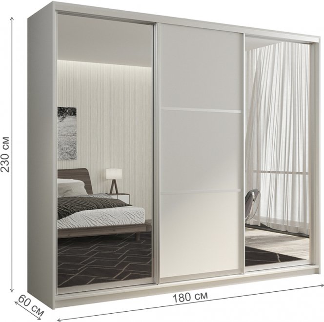 Шкаф-купе Кааппи 3 180х60 белый бриллиант