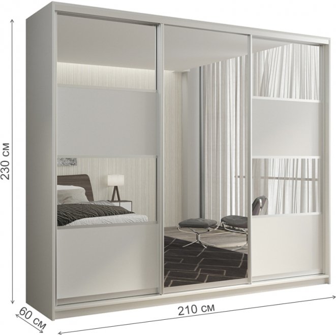 Шкаф-купе Кааппи 5 210х60 белый бриллиант