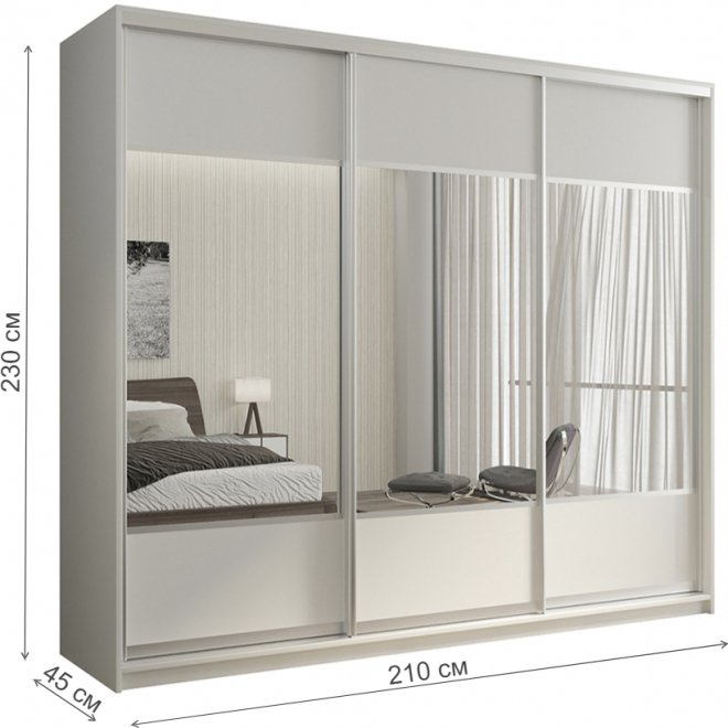 Шкаф-купе Кааппи 6 210х45 белый бриллиант