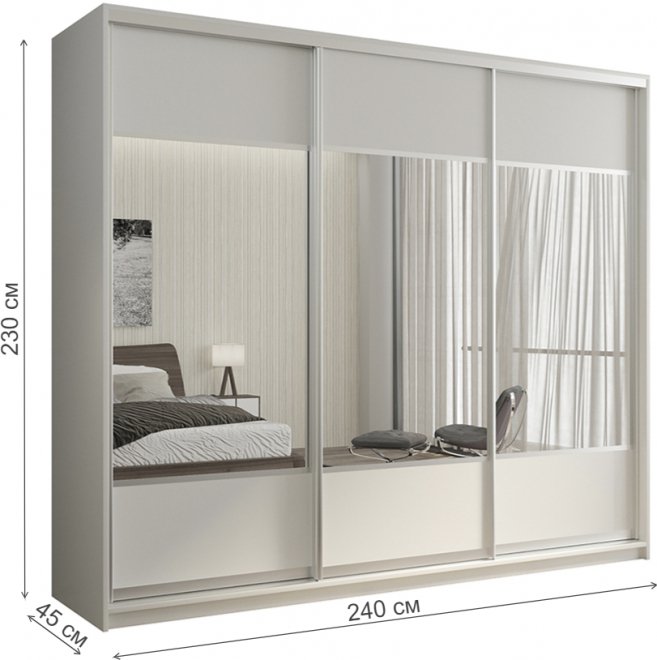 Шкаф-купе Кааппи 6 240х45 белый бриллиант