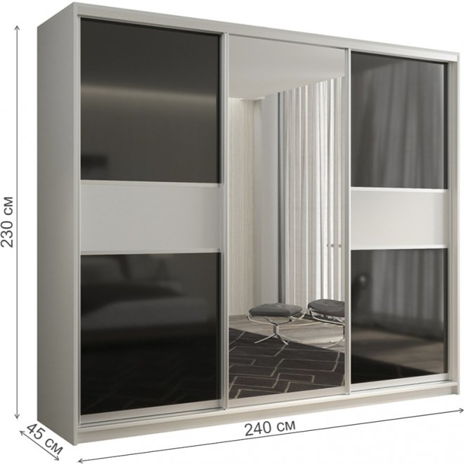 Шкаф-купе Кааппи 9 240х45 белый бриллиант