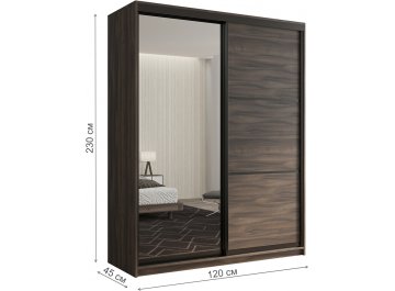 Зеркальный шкаф-купе Кааппи 2 120х45 орех тьеполо