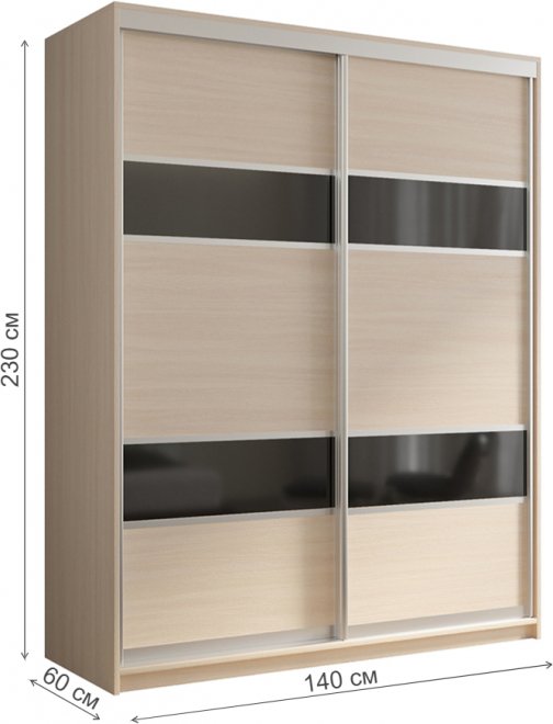 Шкаф-купе Кааппи 7 140х60 дуб молочный