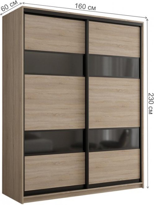 Шкаф-купе Кааппи 7 160х60 дуб сонома светлый