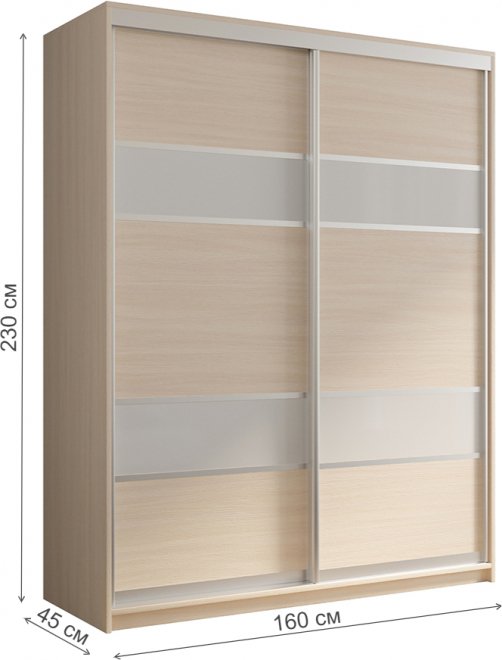 Шкаф-купе Кааппи 8 160х45 дуб молочный