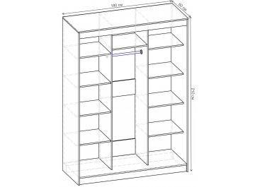 Шкаф-купе Риф 3 ШК.035.1800-01/21 вариант 2
