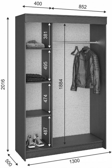 Шкаф-купе Тэсса дуб крафт серый