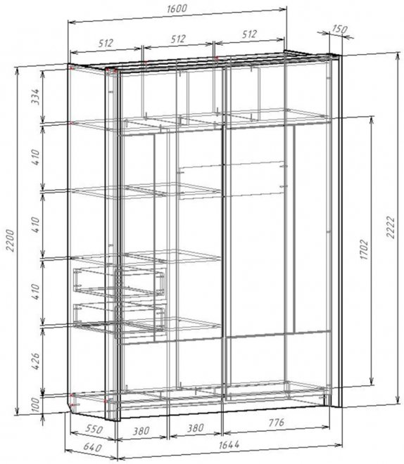 Шкаф-купе Тхан дуб крафт золотой / антрацит