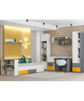 Книжный шкаф МС Клео П-2 графит / миндаль