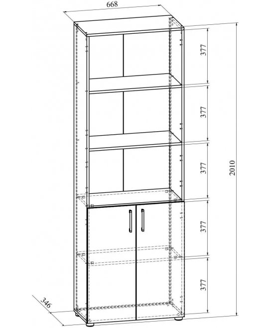 Стеллаж ОФ-301К открытый блэквуд сатиновый