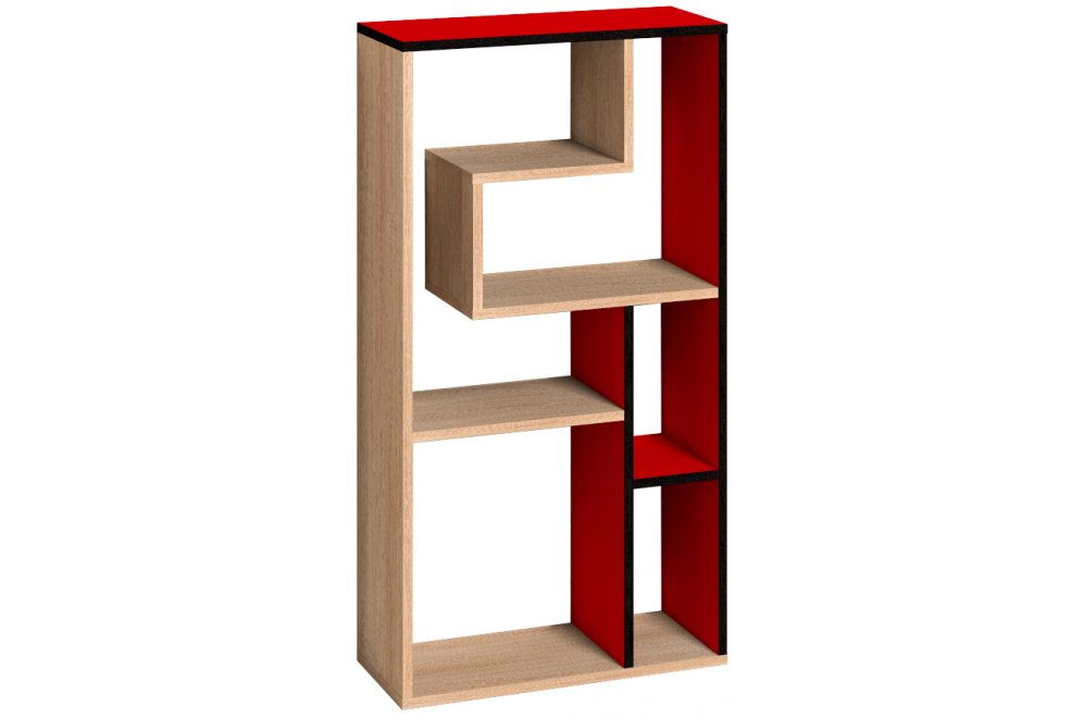 Стеллаж Румба мини дуб сонома / красный