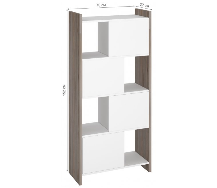 Стеллаж с дверцами 152 см нельсон / белый