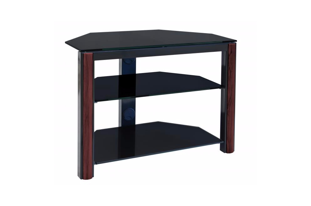 ТВ-тумба Трига стекло черное / декор махагон