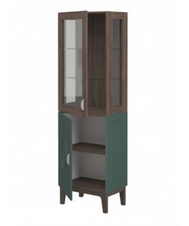 Книжный шкаф Калипсо МН-044-01 гикори прадо темный / комбу грин