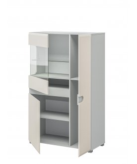 Книжный шкаф Леонардо МН-026-03-C1 кашемир / лунный камень