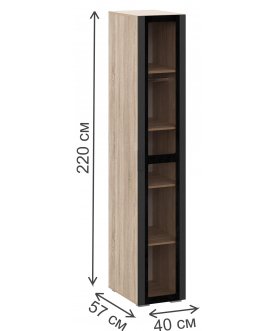 Офисный стеллаж Стокгольм П02-400 дуб сонома / софт черный