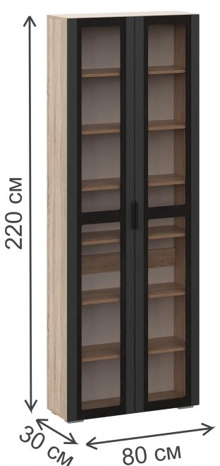 Витрина Норд ШКВ-800 дуб сонома / софт черный