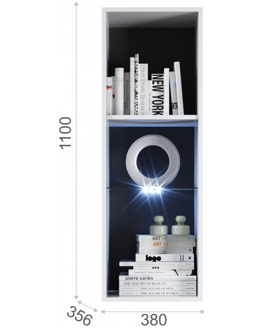 Витрина Азап левая белый жемчуг / белый глянец