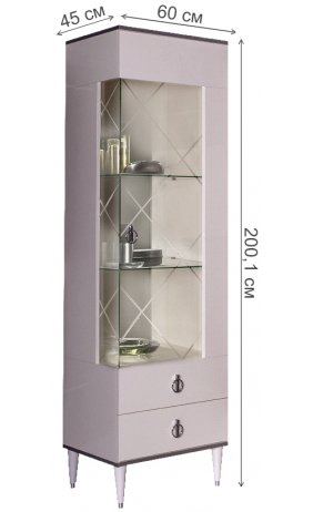Витрина Rimini РМВ1-1С правая слоновая кость / серебро