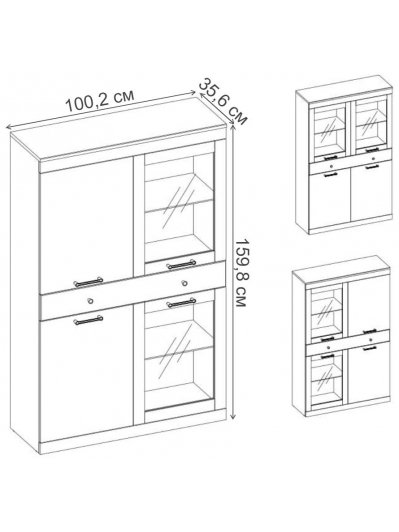 Витрина Джаггер 2V2D1S дуб монастырский